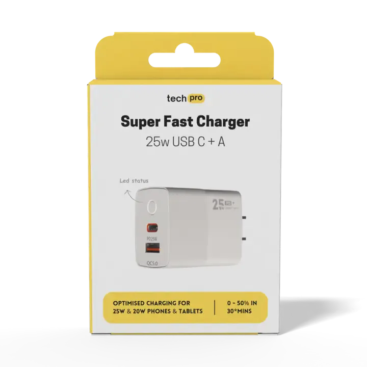 25W Usb C + A Superfast Wall Charger