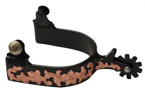Brown steel Spur W/Rose Gold Engraved Overlay