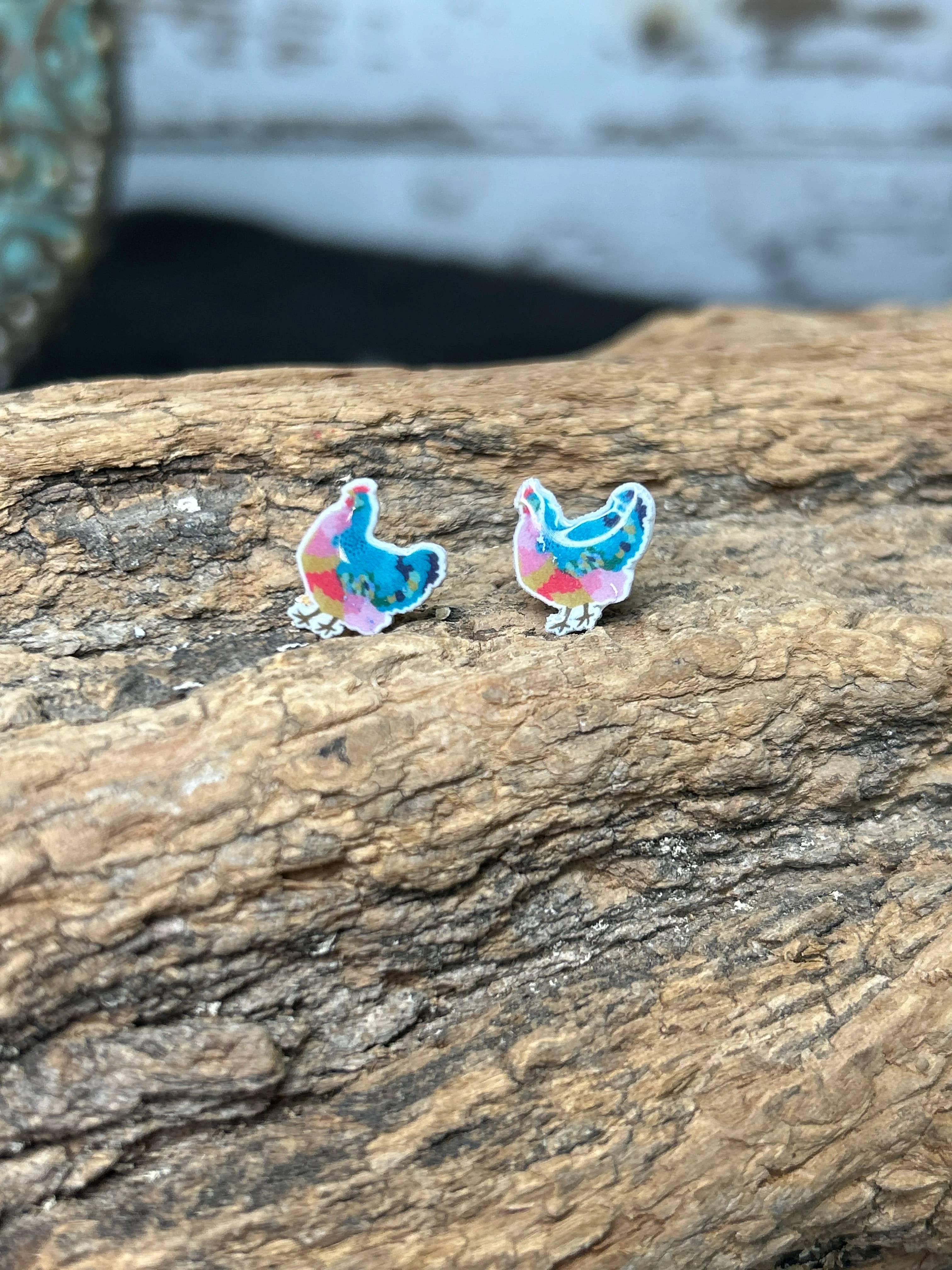 Chicken Resin Stud Earrings - Image 2