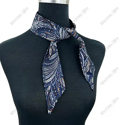Classic Paisley Skinny Scarf~Navy