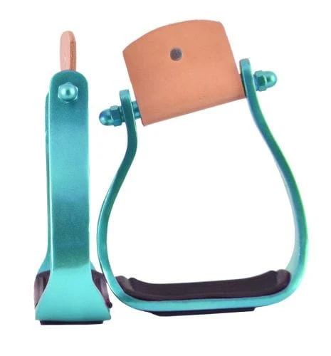 Color Coated Angled Aluminum Stirrups ~ Teal