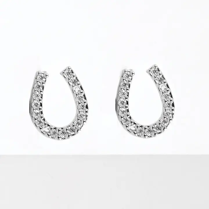 CZ Gold-Dipped Rhinestone Horseshoe Earrings