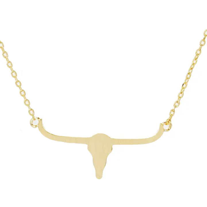 Gold-Dipped Longhorn Charm Necklace