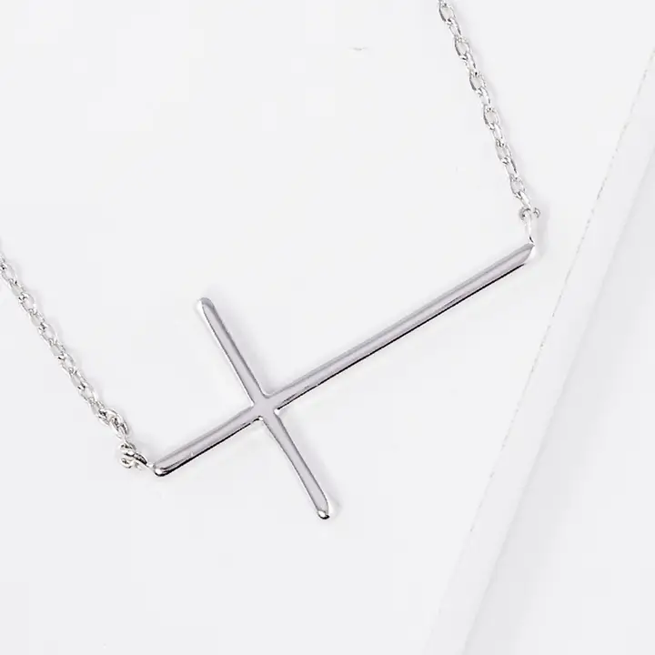 Gold-Dipped Side Cross Necklace