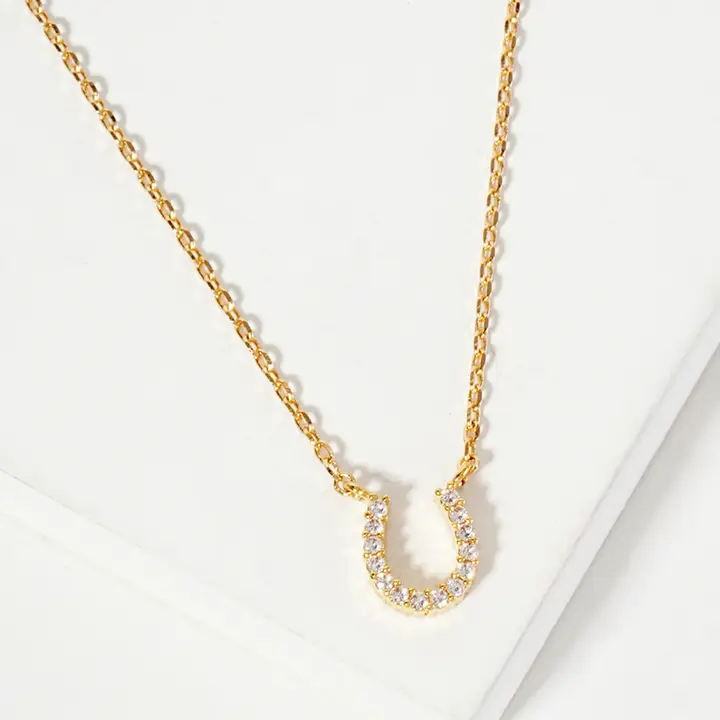 Horseshoe CZ Pendant Gold-Dipped Necklace