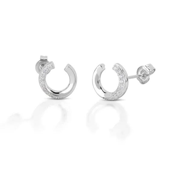 Kelly Herd Brass Horseshoe Earrings Half W/Stones