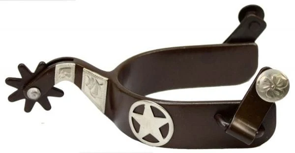 Ladies Brown Steel Silver Show Spur W/Texas Star