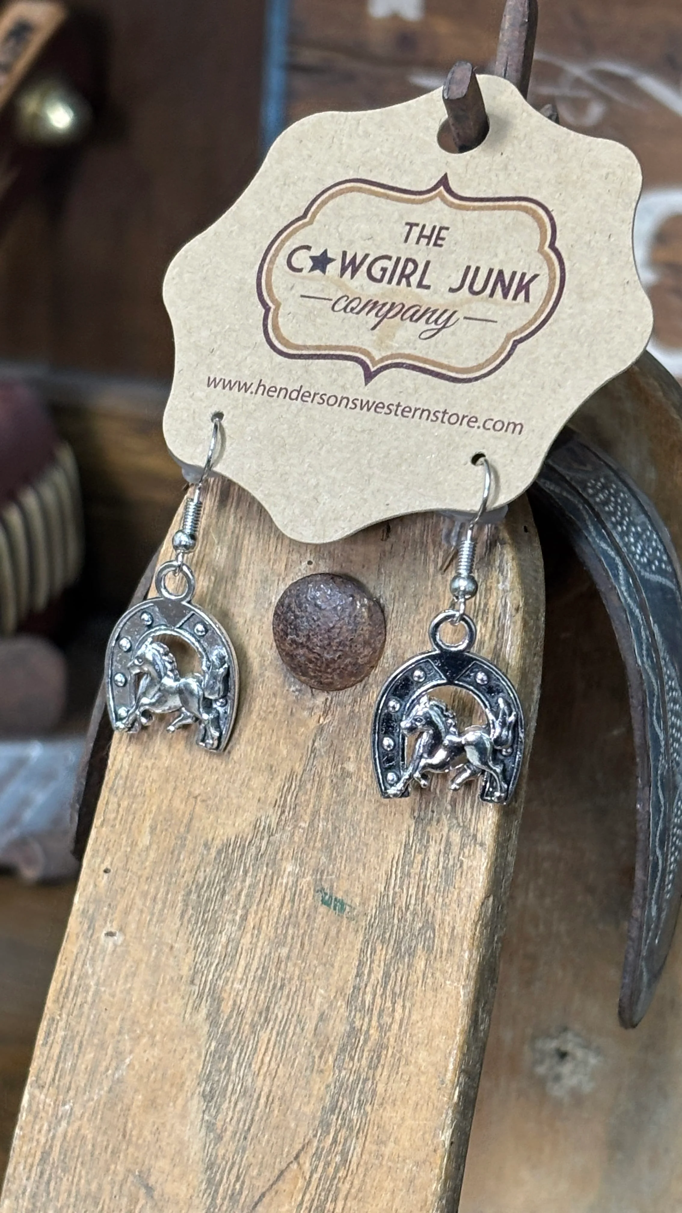 Lucky Horse & Horseshoe Dangle Earrings