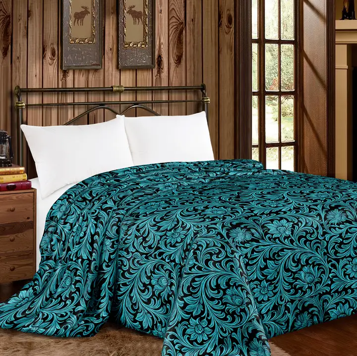 Mia Throw Blanket ~ Floral Tooling