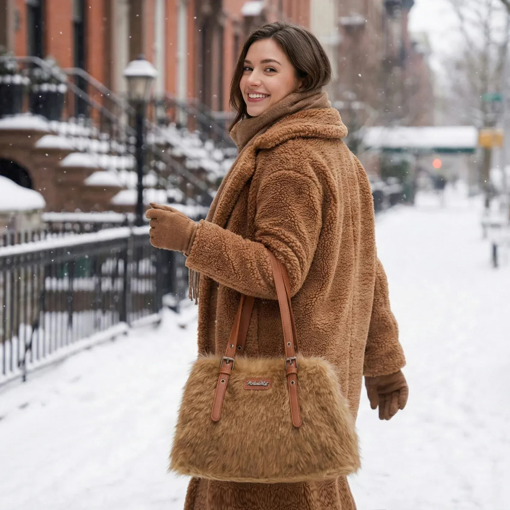 MW Plush Faux Fur Shoulder Bag/Crossbody Bag - Image 2