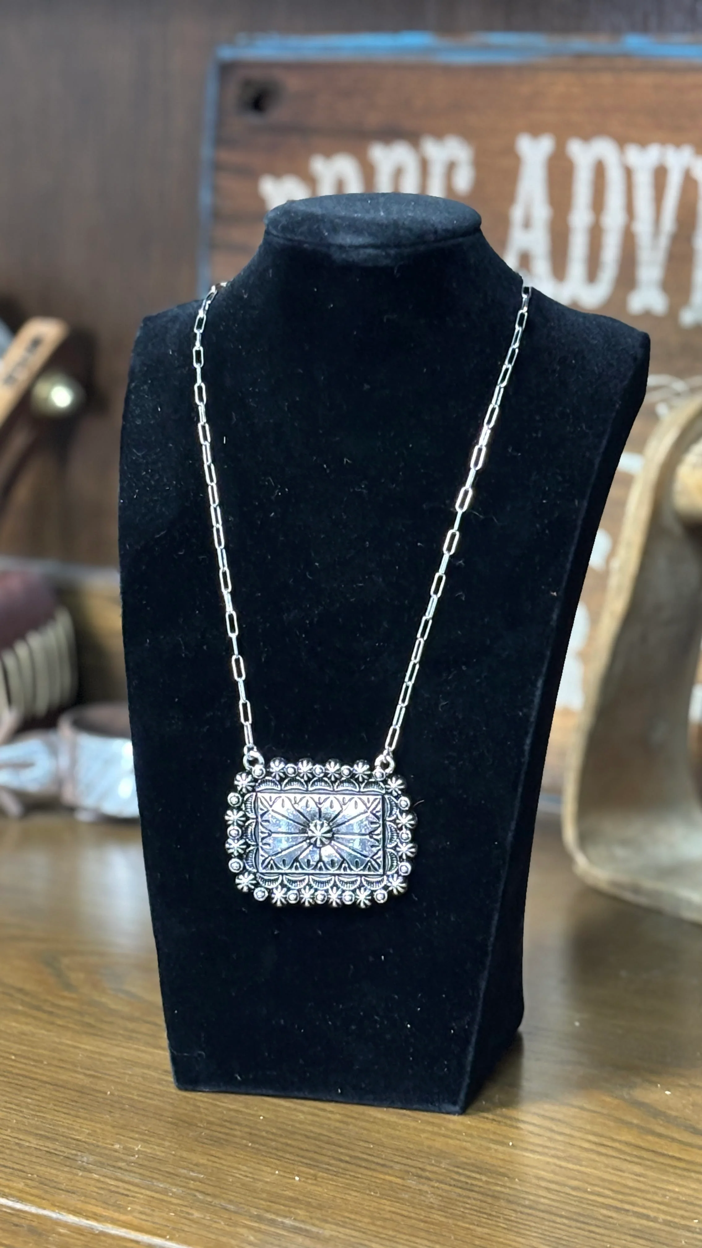 Rectangular Concho Pendant Necklace