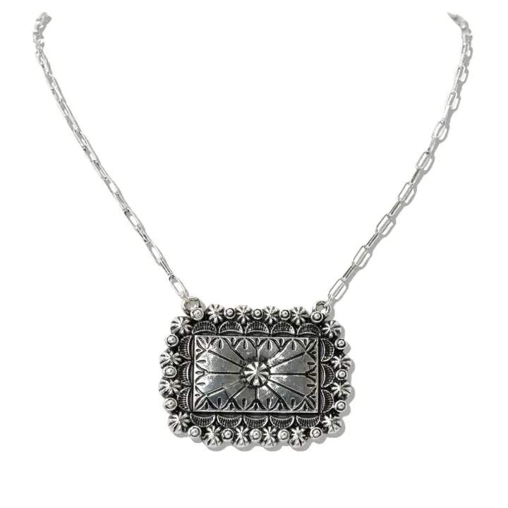 Rectangular Concho Pendant Necklace - Image 2
