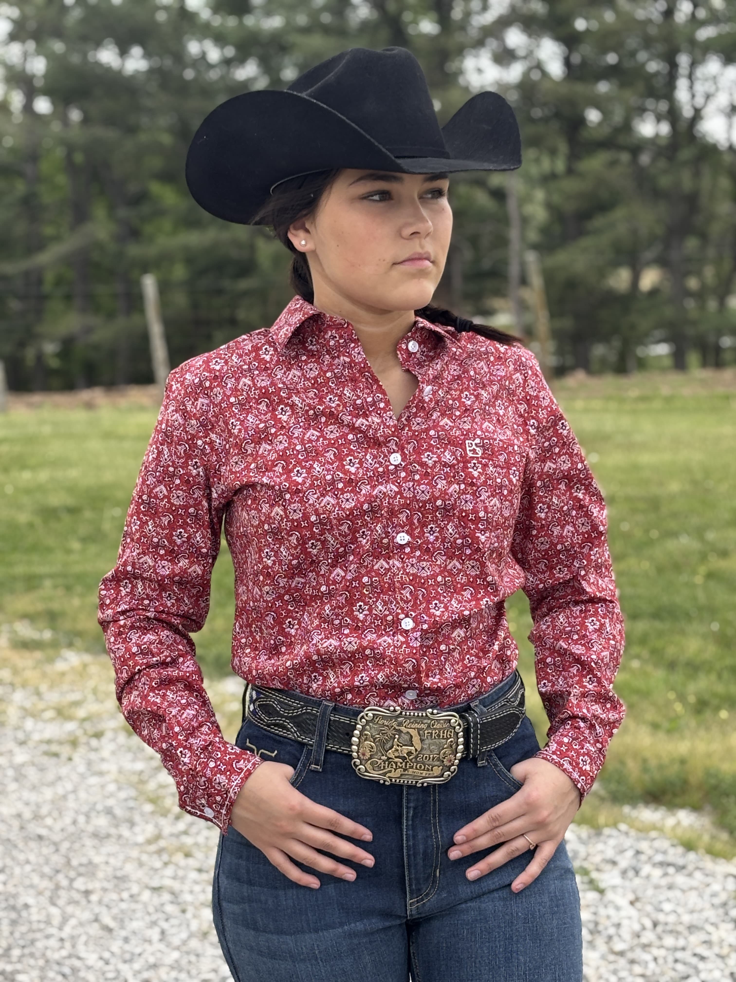 Red Bandana Style Rough Stock Shirt