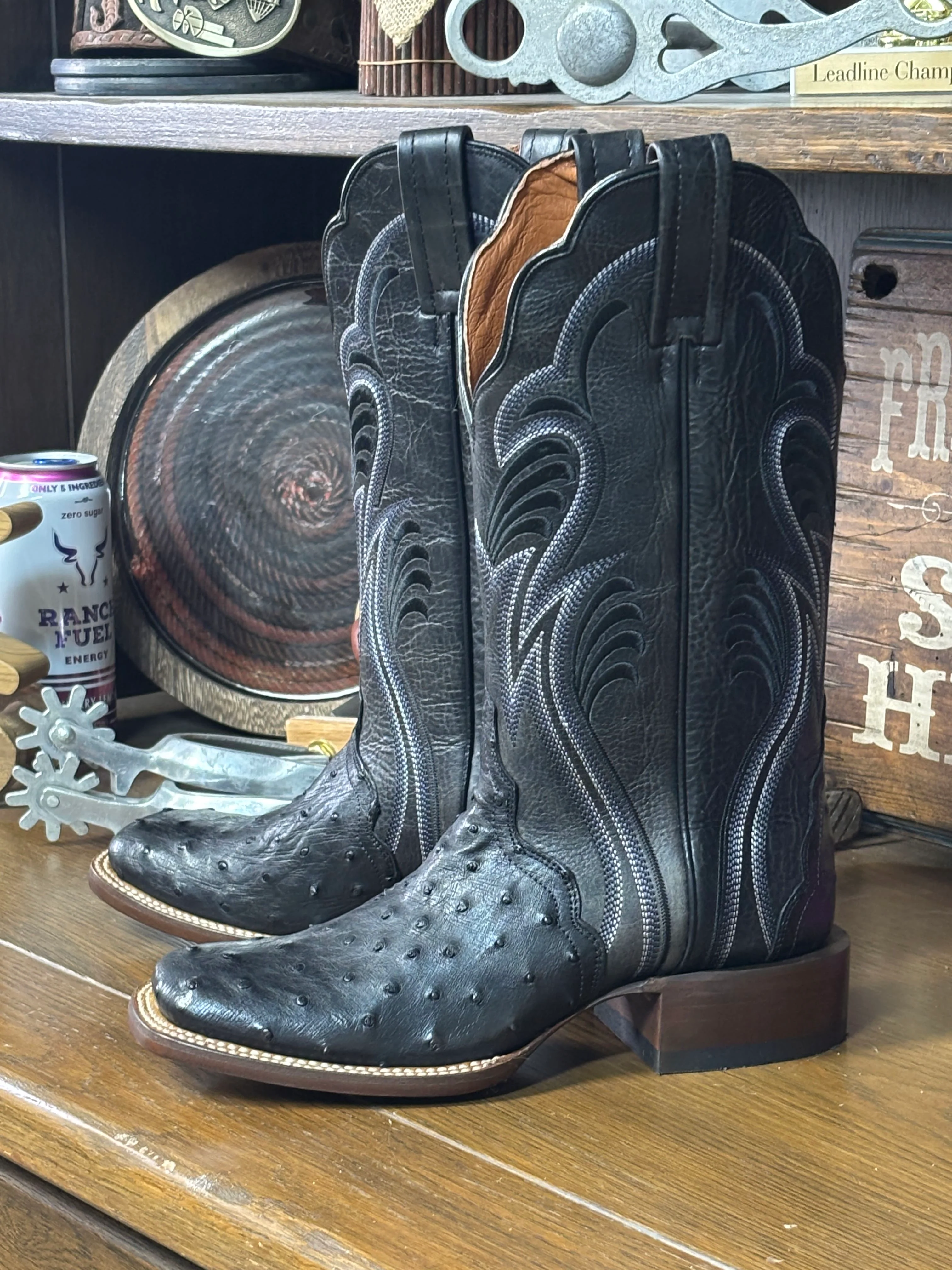 Reese Full Quill Ostrich Boot by Dan Post ~ Black