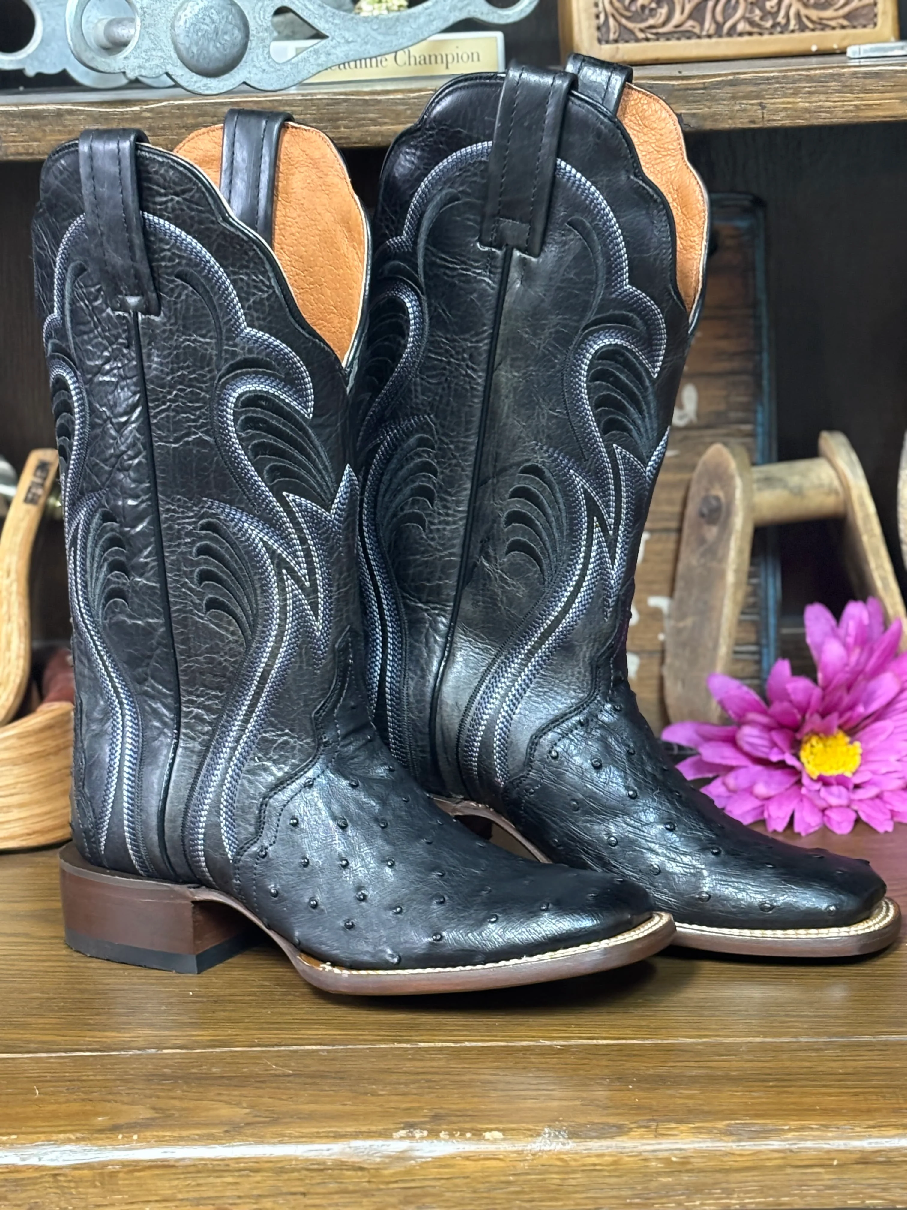 Reese Full Quill Ostrich Boot by Dan Post ~ Black - Image 4