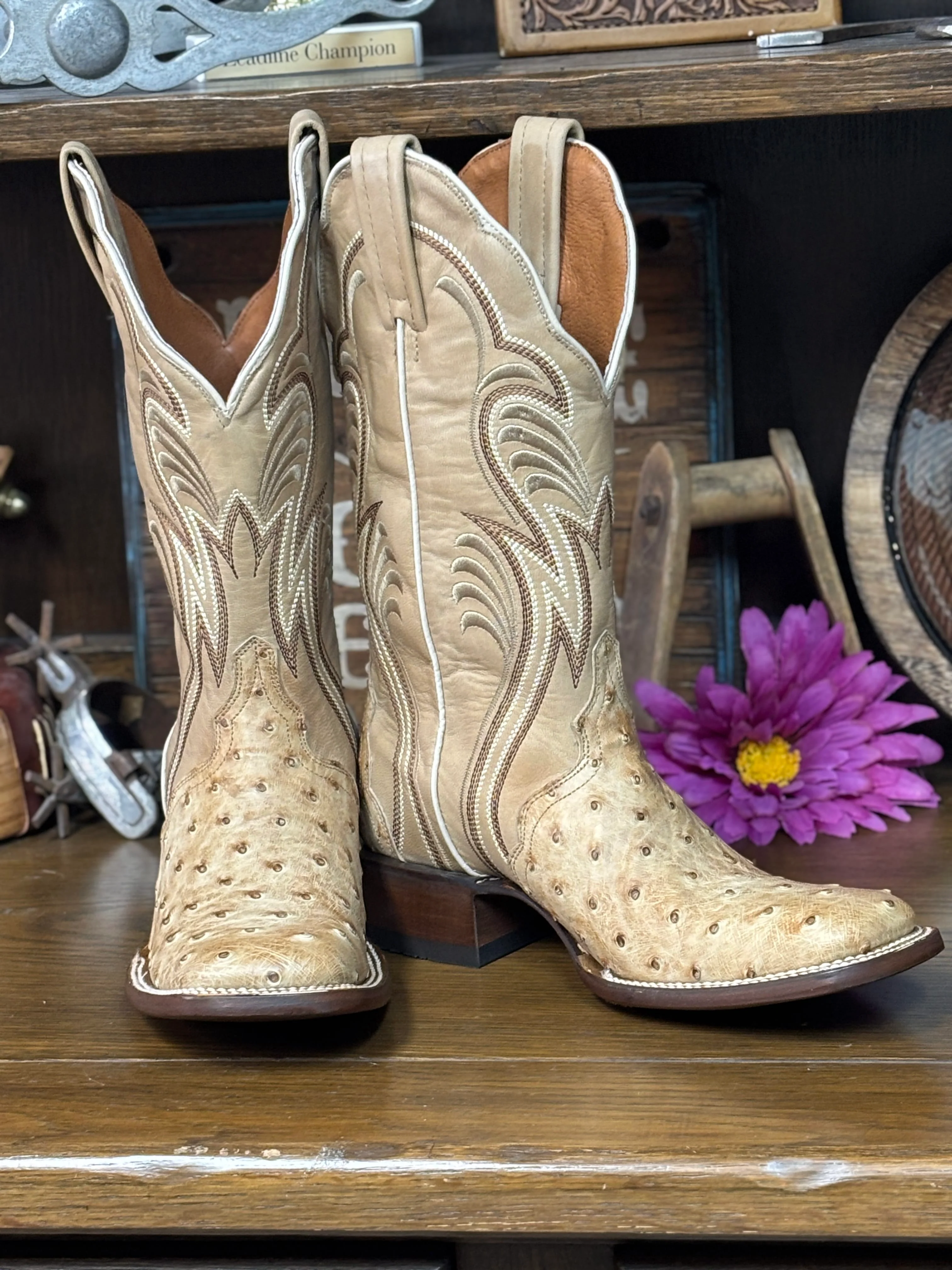 Reese Full Quill Ostrich Boot by Dan Post ~ Tan