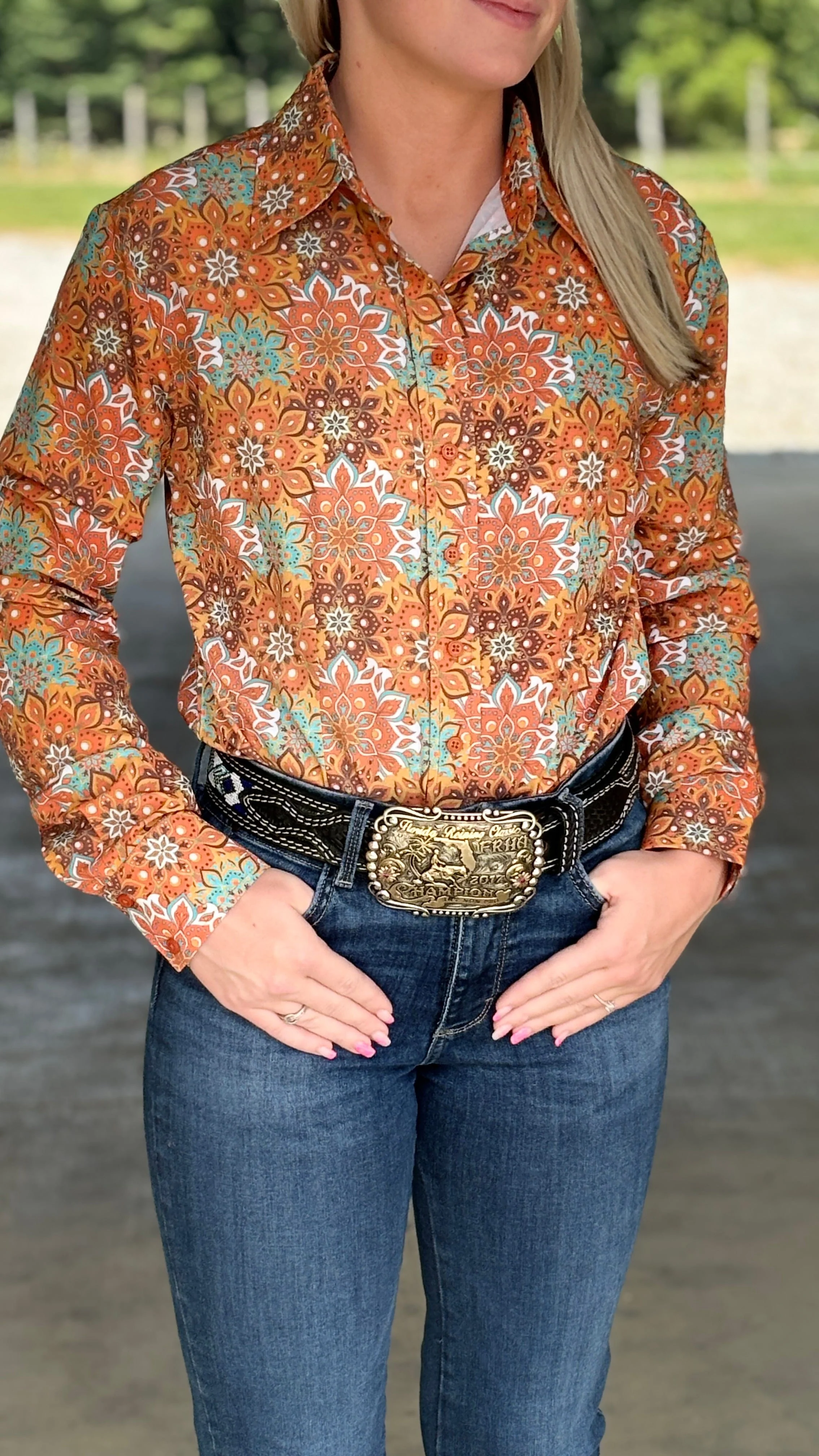 RHC Easy Care W/Mesh Yoke Show Shirt ~ Orange