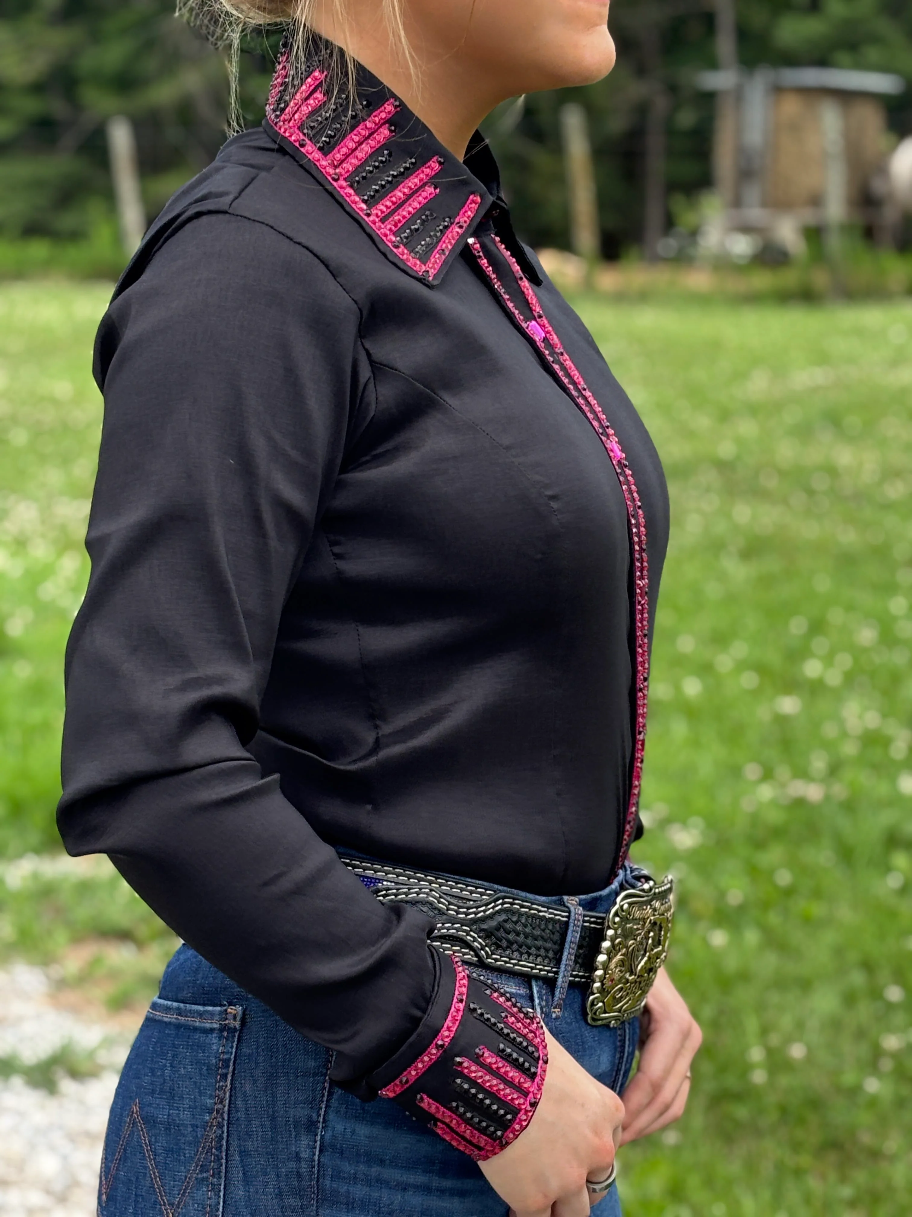 RHC Taffeta Bling Concealed Zipper Show Shirt -Cosmic Rain - Image 2