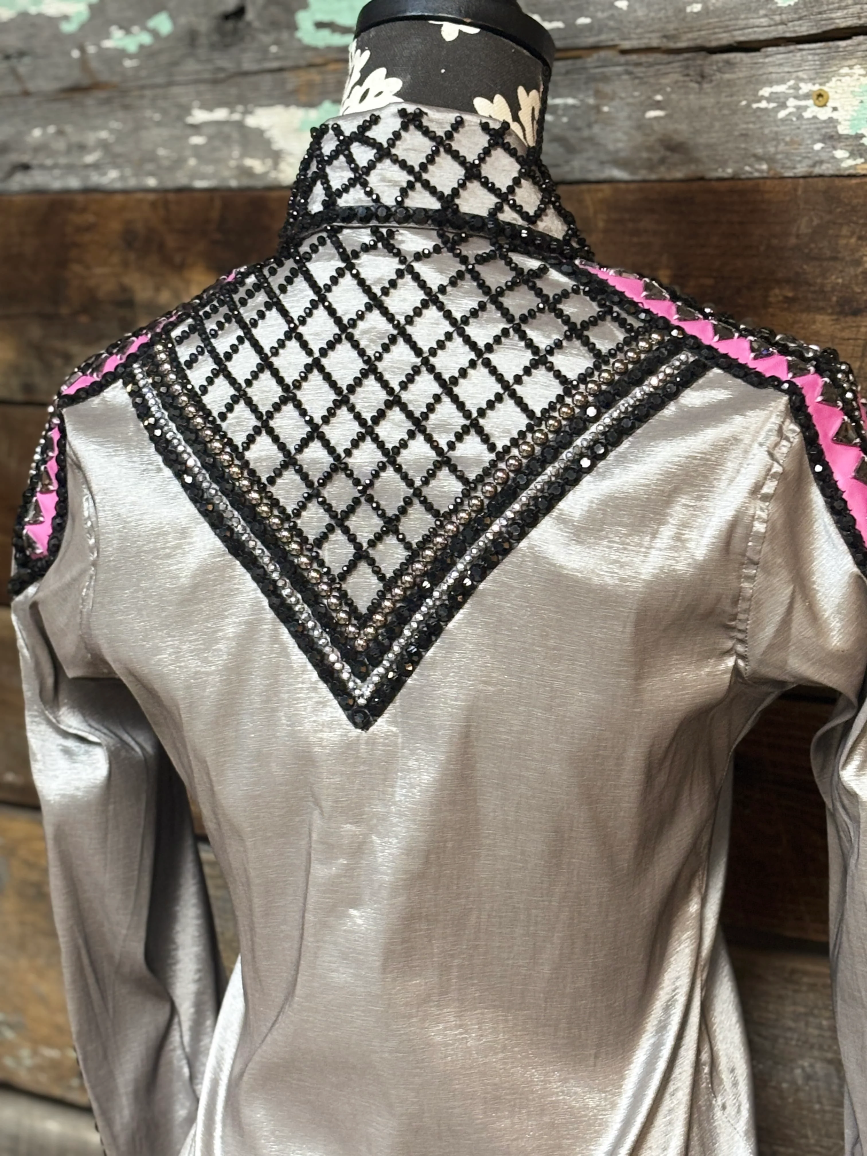 RHC Taffeta Bling Concealed Zipper Show Shirt ~ Smokey Gray - Image 5