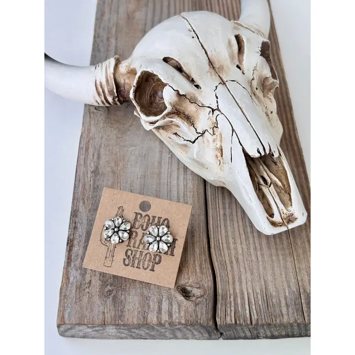Rhinestone Flower Stud Earrings