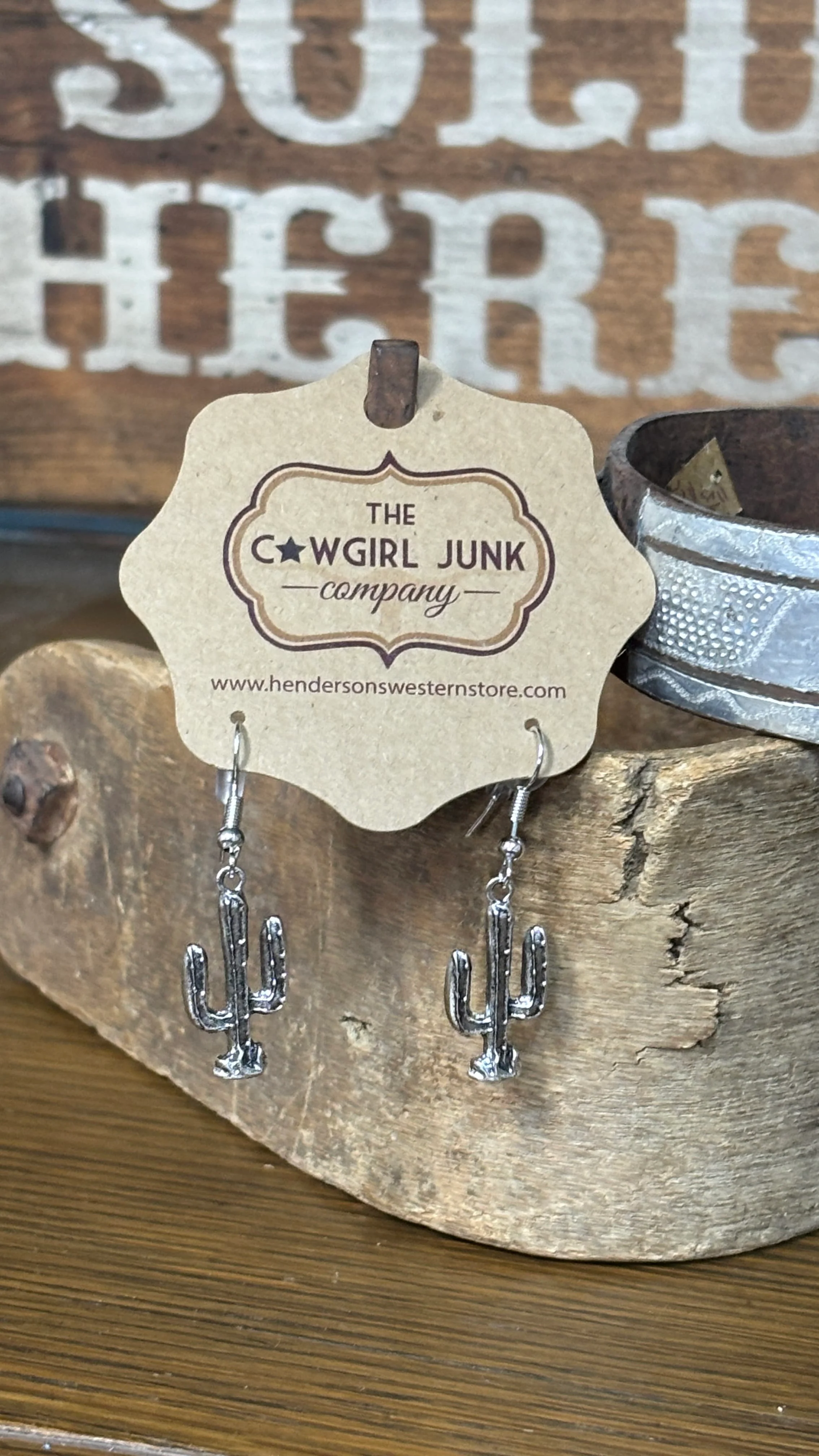 Silver Cactus Dangle Earrings