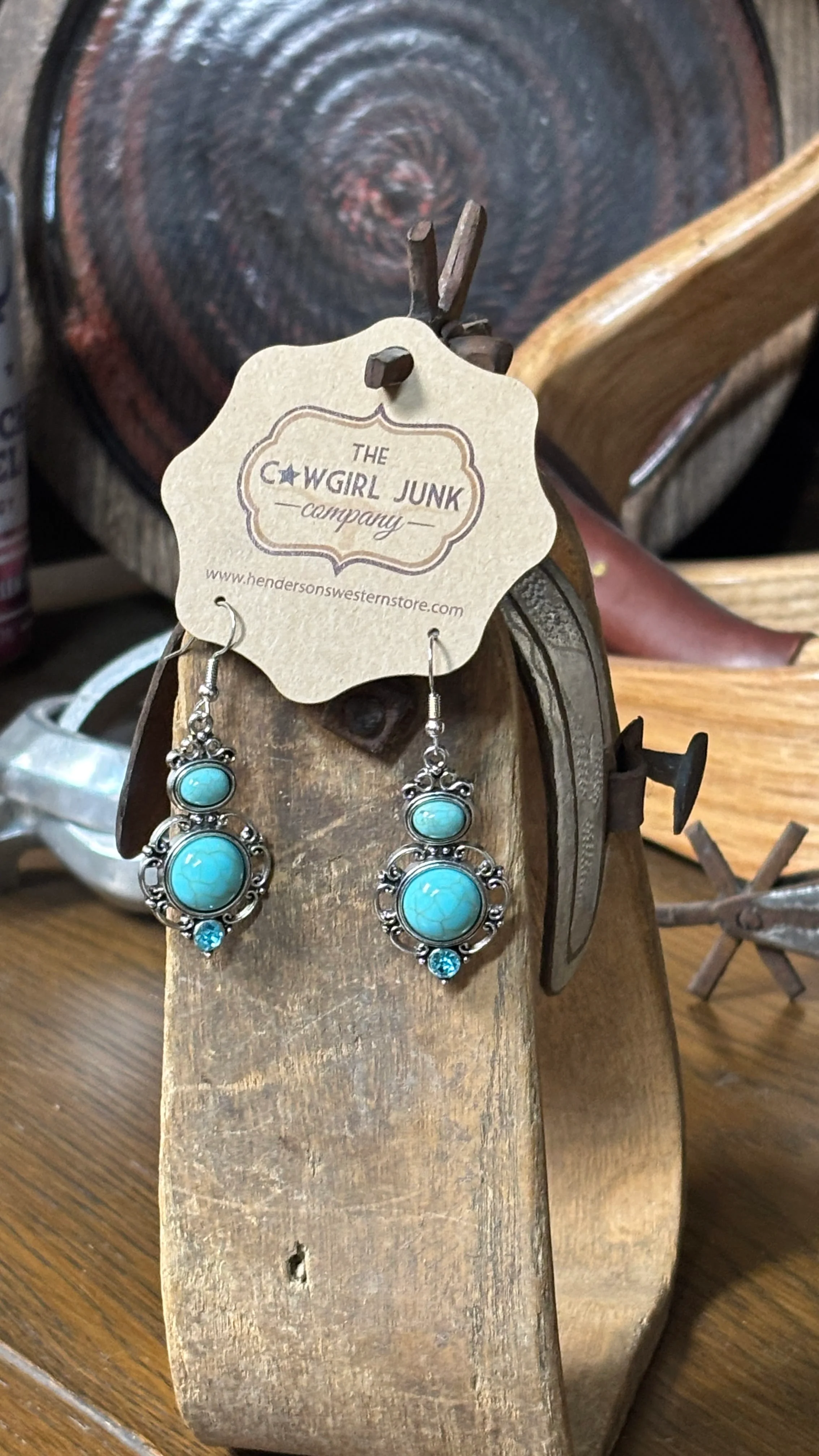 Turquoise Double Stone Drop Earrings