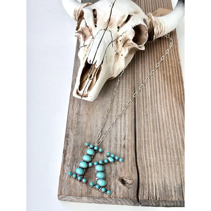 Turquoise Stone Initial Necklace ~ K