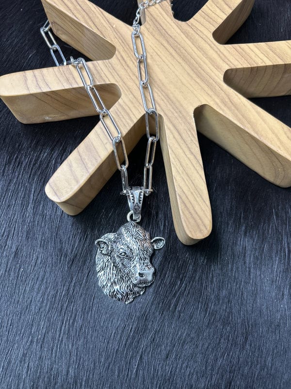 Western Cow Pendant Necklace