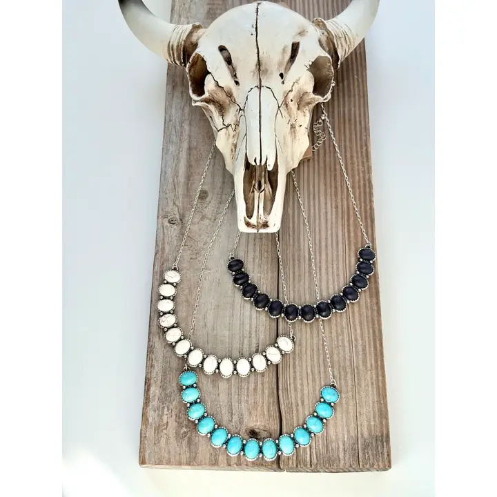 Western Stone Curved Bar Necklace