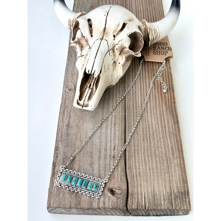 Western Turquoise Bar Pendant Necklace
