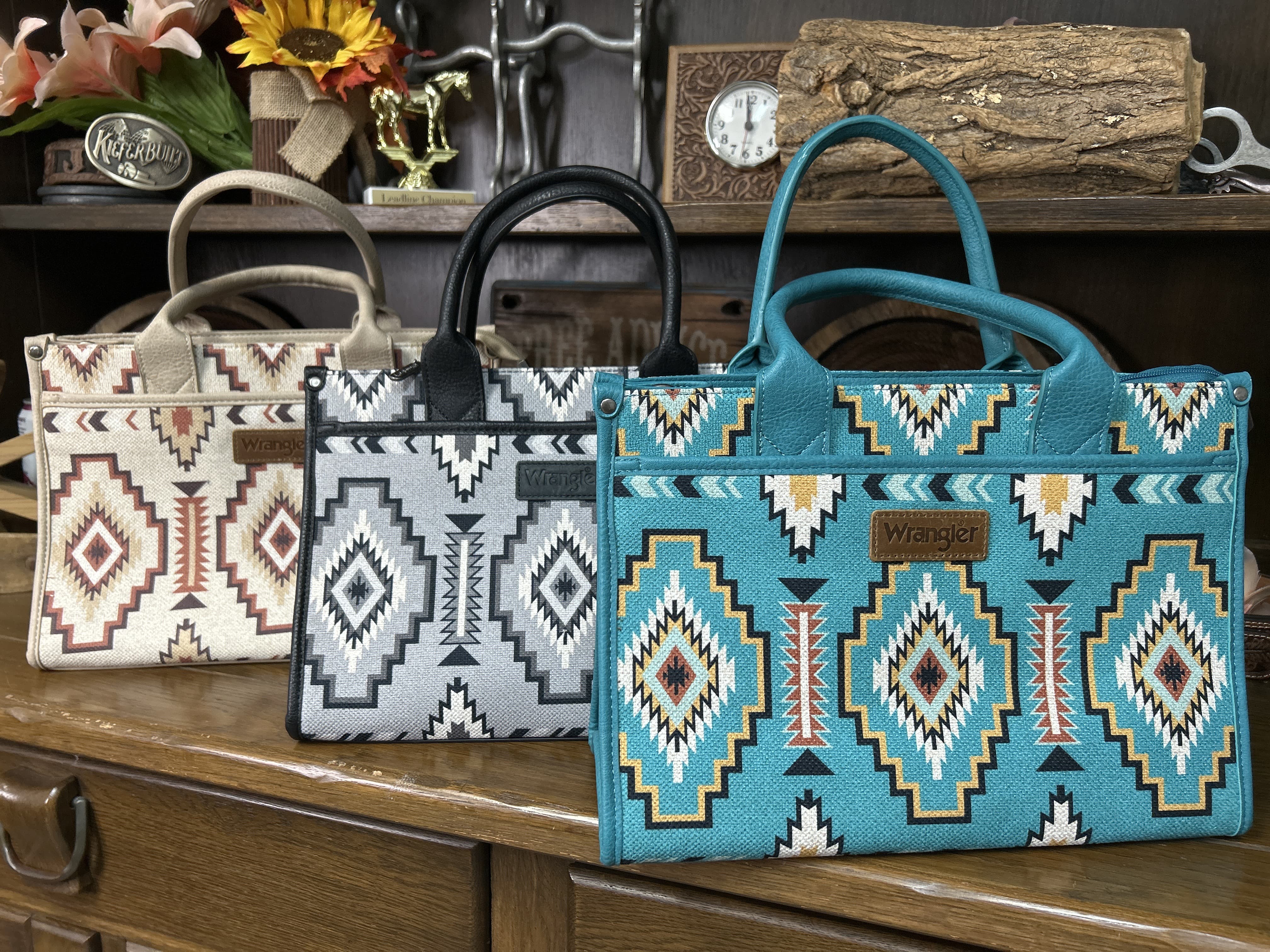 Wrangler Aztec Print Canvas Tote