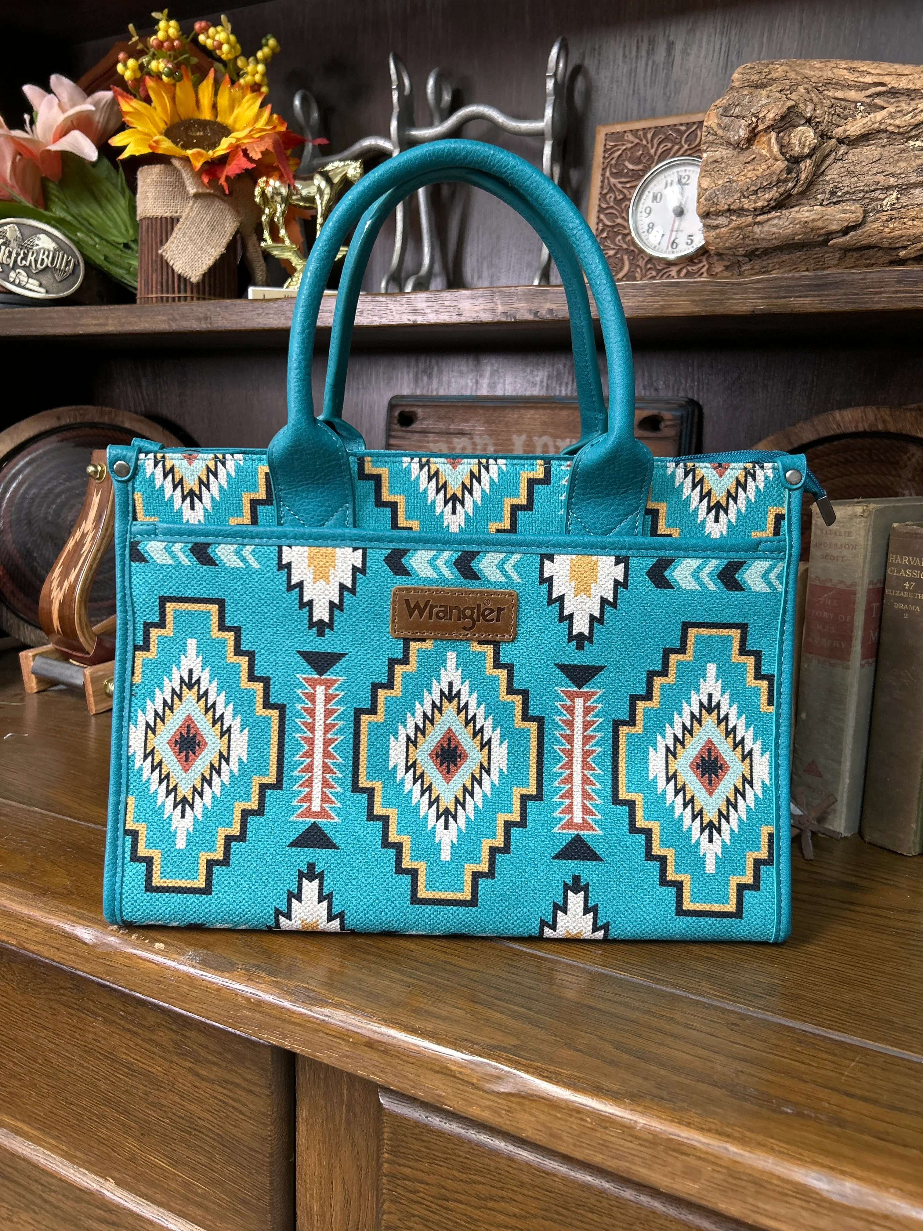 Wrangler Aztec Print Canvas Tote - Image 2
