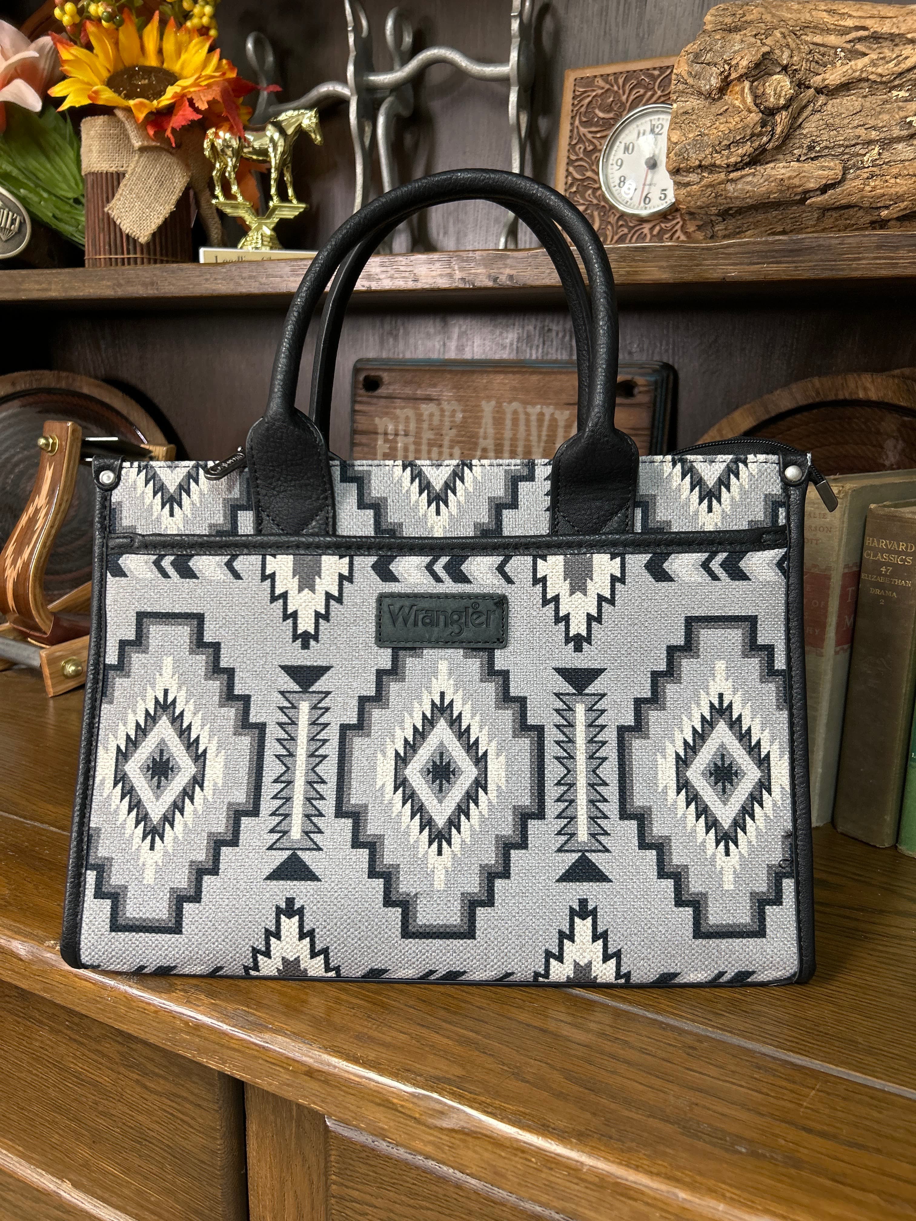 Wrangler Aztec Print Canvas Tote - Image 4