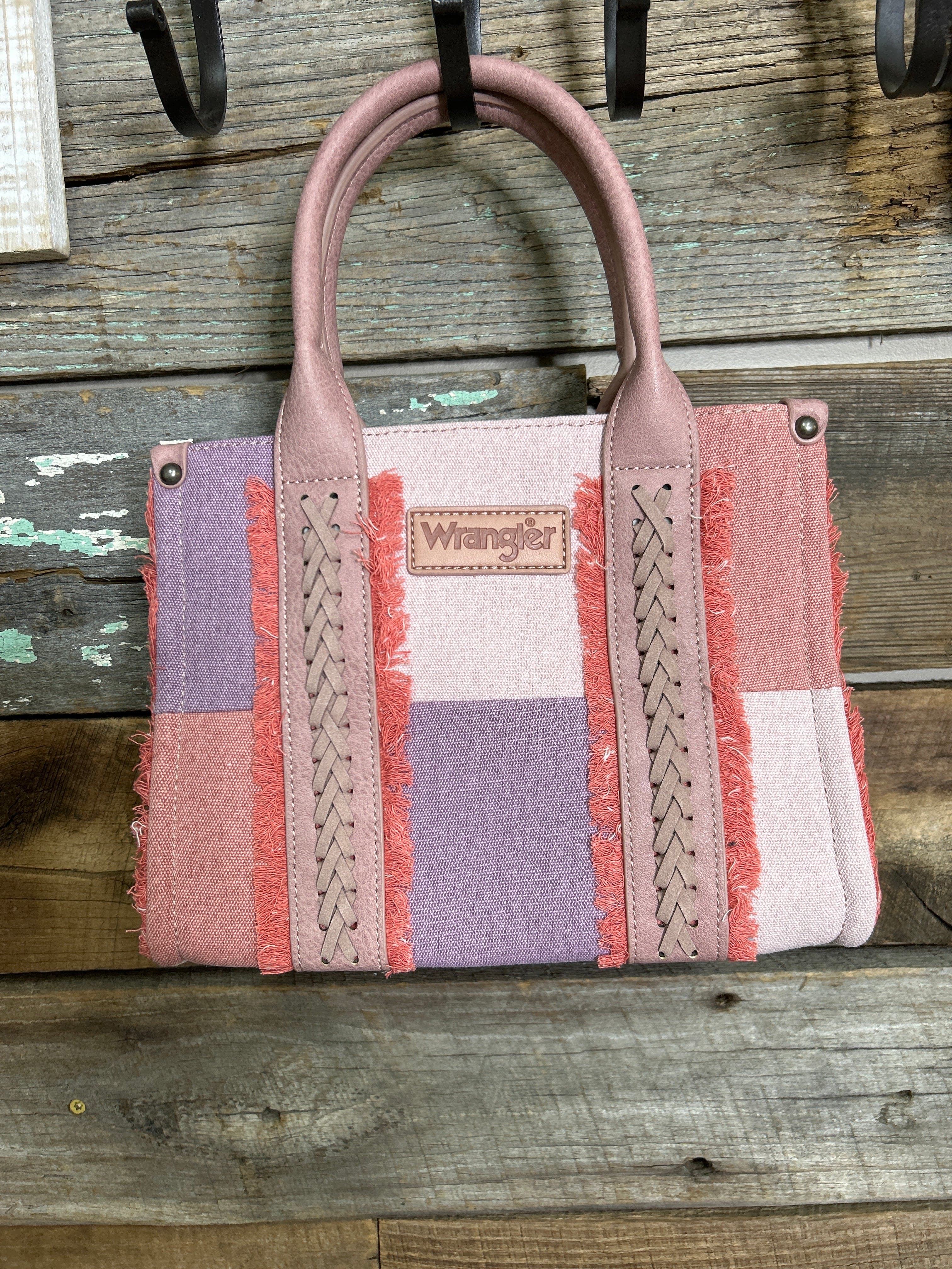Wrangler Canvas Braided Fringe Tote Bag ~ Pink