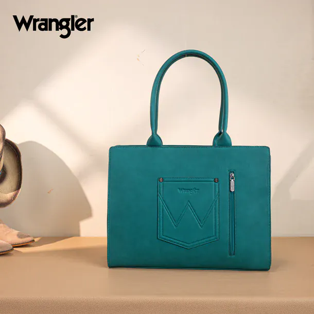 Wrangler Horseshoe Cutout Carry-All Large Tote Bag - Turquoise - Image 2