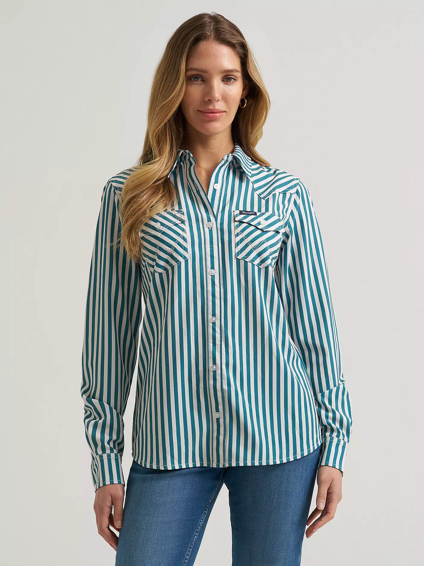 Wrangler Sage Stripe Performance Shirt - Image 3
