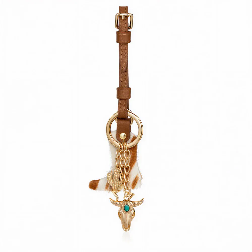 Wrangler Western Cowhide Cowboy Boot Bag Charm - Brown